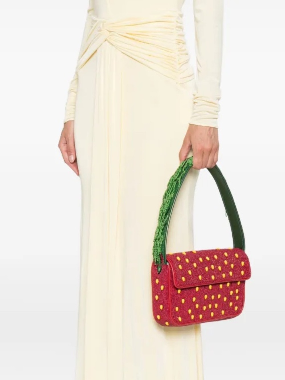 NWT Staud Beaded Tommy Shoulder Bag Strawberry Dream - Picture 10 of 16